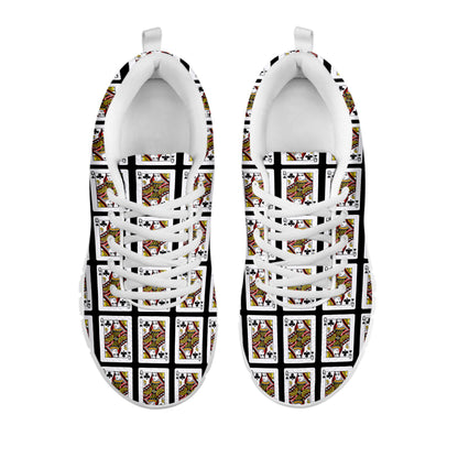 Queen Of Clubs Playing Card Pattern Print White Sneakers