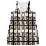Queen Of Clubs Playing Card Pattern Print Women's Racerback Tank Top