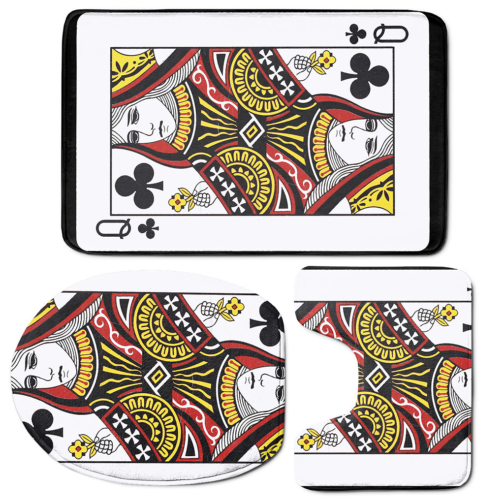 Queen Of Clubs Playing Card Print 3 Piece Bath Mat Set