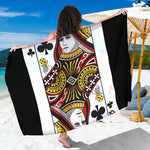 Queen Of Clubs Playing Card Print Beach Sarong Wrap