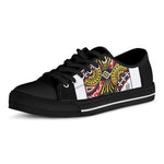 Queen Of Clubs Playing Card Print Black Low Top Shoes 
