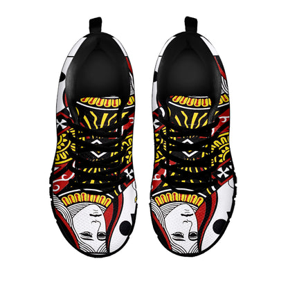 Queen Of Clubs Playing Card Print Black Sneakers
