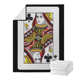 Queen Of Clubs Playing Card Print Blanket