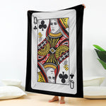 Queen Of Clubs Playing Card Print Blanket