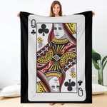 Queen Of Clubs Playing Card Print Blanket