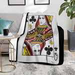 Queen Of Clubs Playing Card Print Blanket