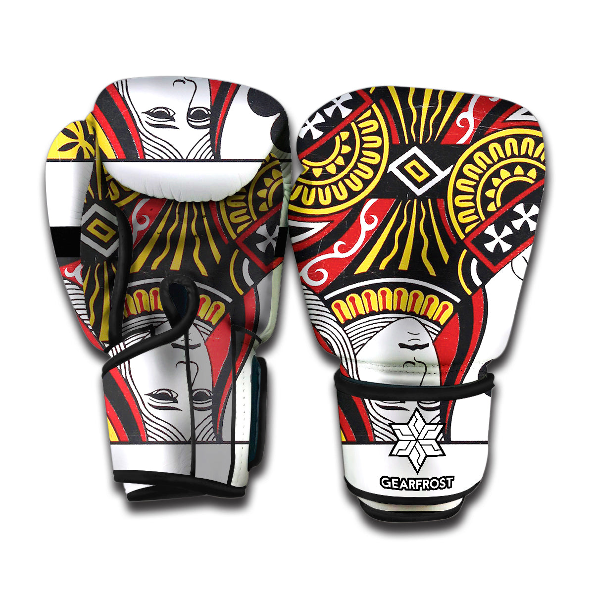 Queen Of Clubs Playing Card Print Boxing Gloves