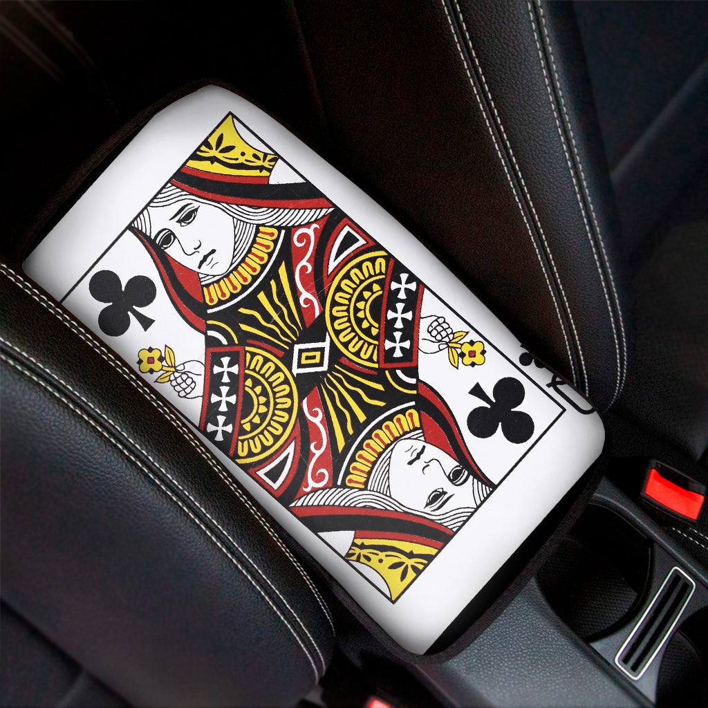 Queen Of Clubs Playing Card Print Car Center Console Cover