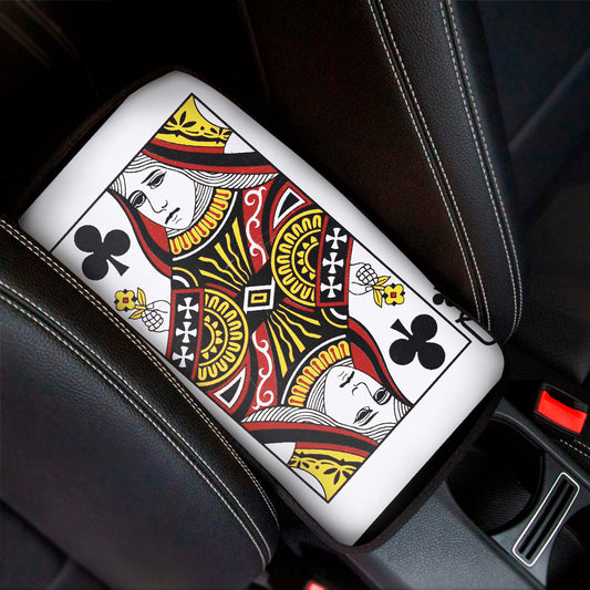 Queen Of Clubs Playing Card Print Car Center Console Cover