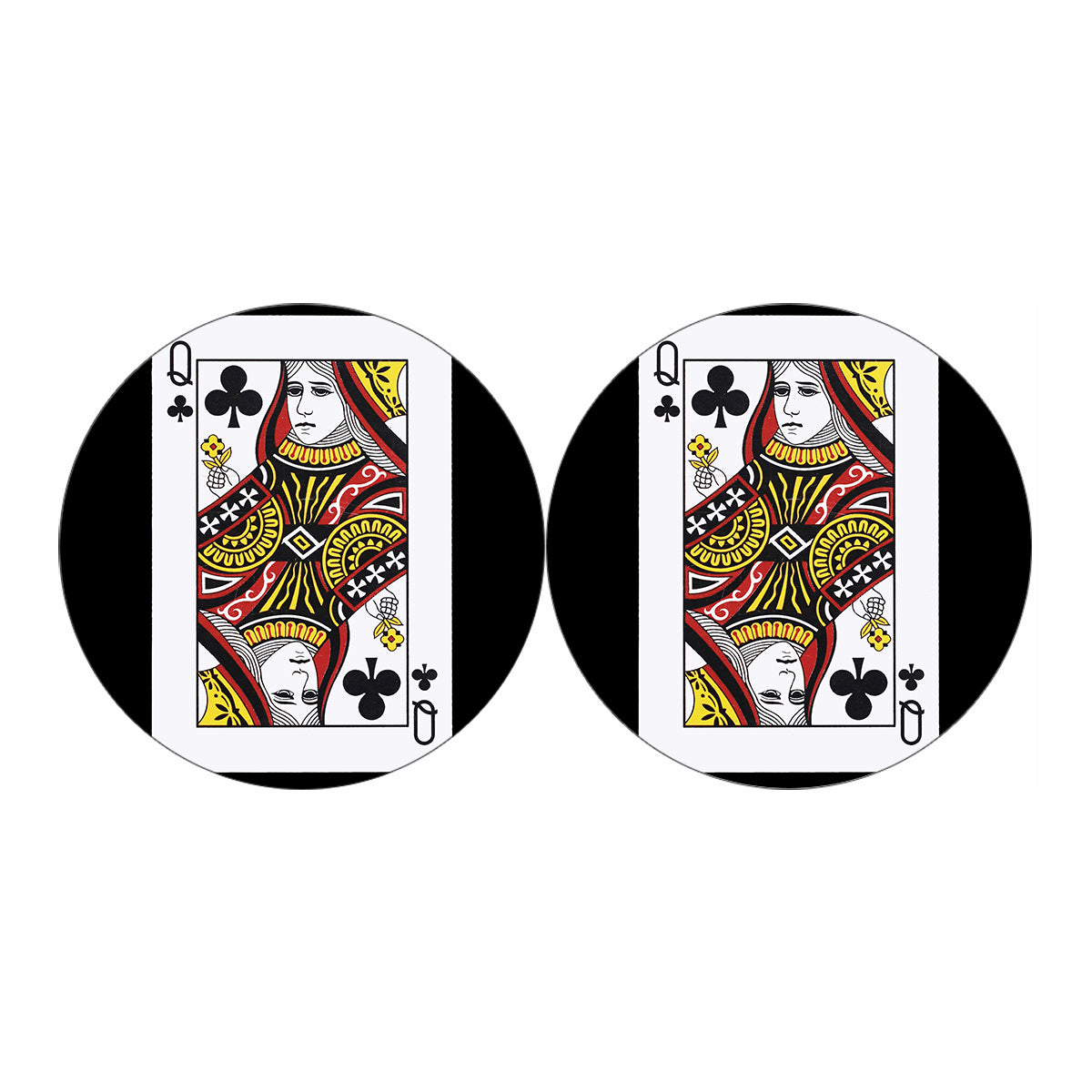 Queen Of Clubs Playing Card Print Car Coasters
