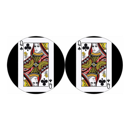 Queen Of Clubs Playing Card Print Car Coasters