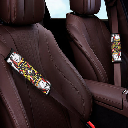 Queen Of Clubs Playing Card Print Car Seat Belt Covers