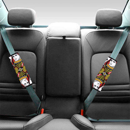 Queen Of Clubs Playing Card Print Car Seat Belt Covers