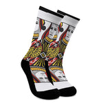 Queen Of Clubs Playing Card Print Crew Socks