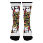 Queen Of Clubs Playing Card Print Crew Socks