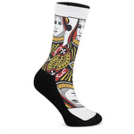 Queen Of Clubs Playing Card Print Crew Socks