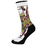 Queen Of Clubs Playing Card Print Crew Socks