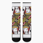 Queen Of Clubs Playing Card Print Crew Socks