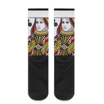 Queen Of Clubs Playing Card Print Crew Socks
