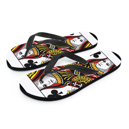 Queen Of Clubs Playing Card Print Flip Flops
