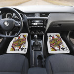 Queen Of Clubs Playing Card Print Front and Back Car Floor Mats