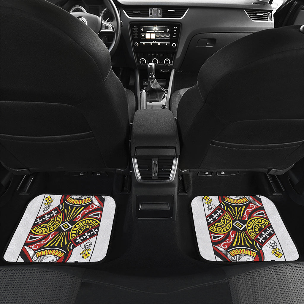 Queen Of Clubs Playing Card Print Front and Back Car Floor Mats