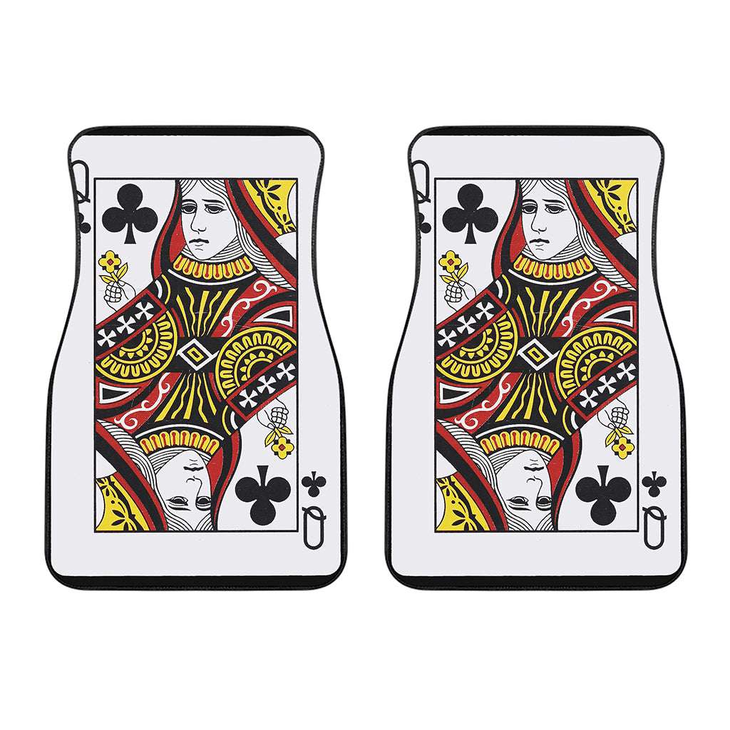 Queen Of Clubs Playing Card Print Front Car Floor Mats