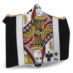 Queen Of Clubs Playing Card Print Hooded Blanket