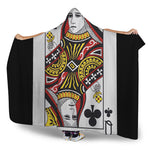 Queen Of Clubs Playing Card Print Hooded Blanket
