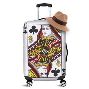 Queen Of Clubs Playing Card Print Luggage Cover