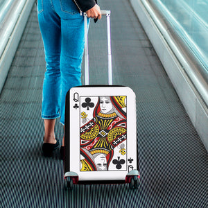 Queen Of Clubs Playing Card Print Luggage Cover