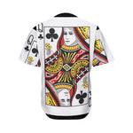 Queen Of Clubs Playing Card Print Men's Baseball Jersey