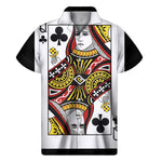 Queen Of Clubs Playing Card Print Men's Short Sleeve Shirt