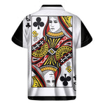Queen Of Clubs Playing Card Print Men's Short Sleeve Shirt