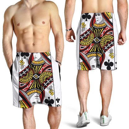 Queen Of Clubs Playing Card Print Men's Shorts