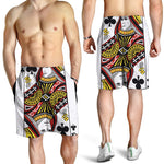 Queen Of Clubs Playing Card Print Men's Shorts