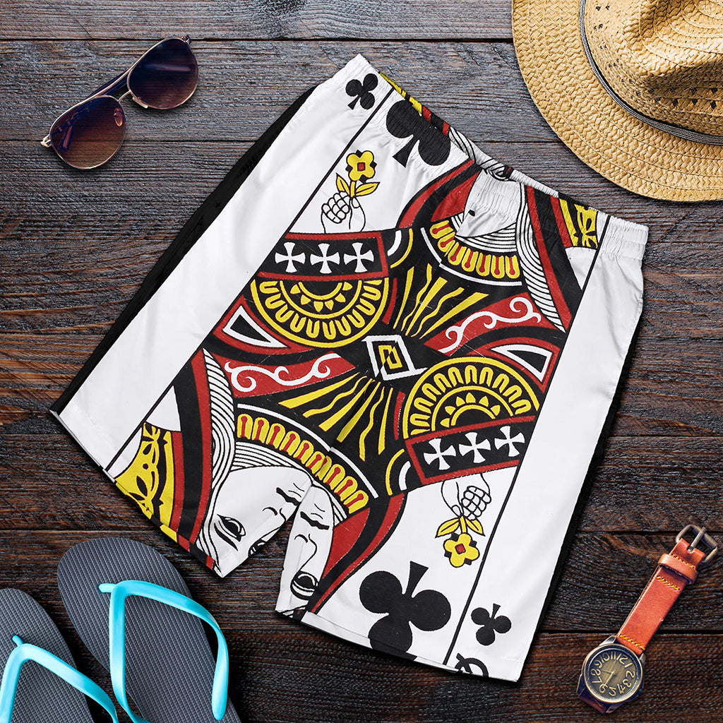 Queen Of Clubs Playing Card Print Men's Shorts