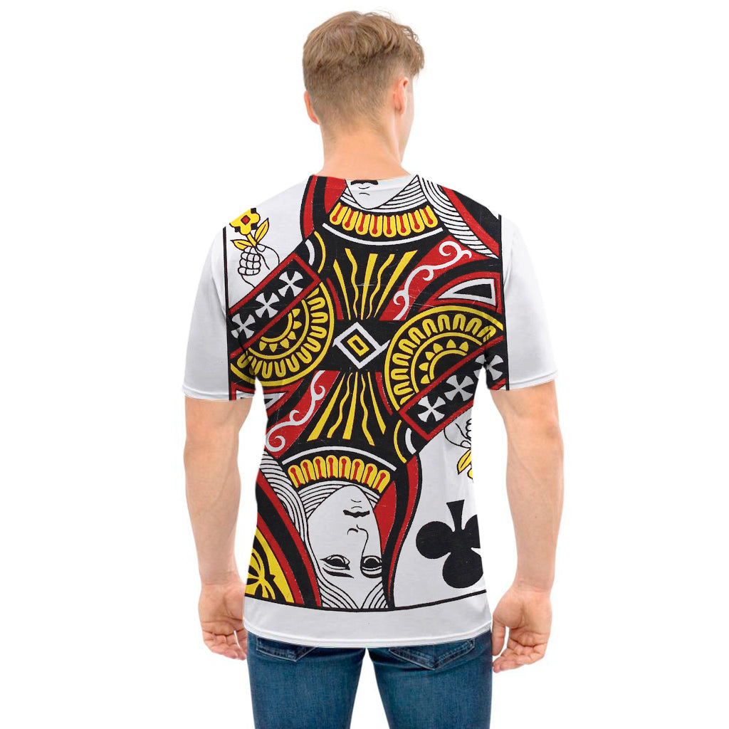 Queen Of Clubs Playing Card Print Men's T-Shirt