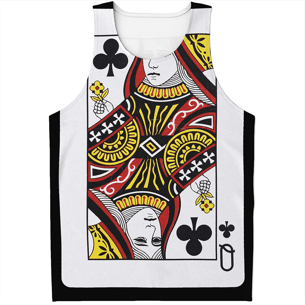 Queen Of Clubs Playing Card Print Men's Tank Top