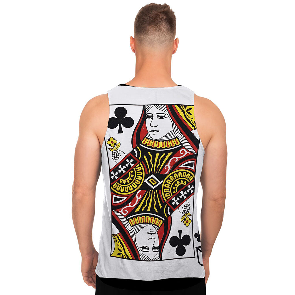 Queen Of Clubs Playing Card Print Men's Tank Top