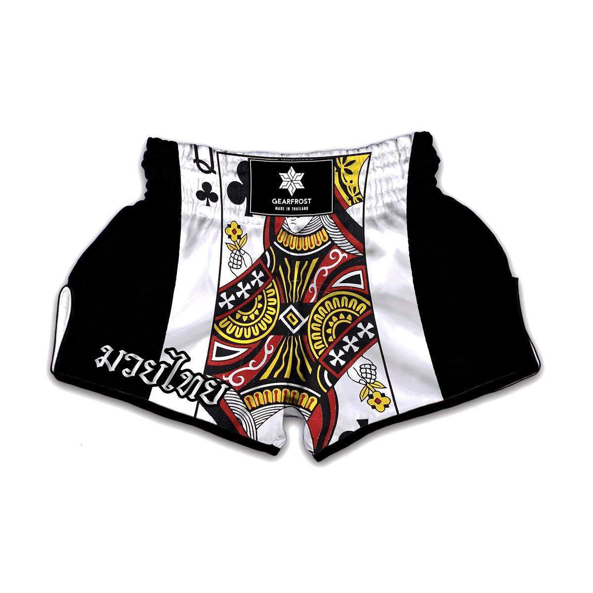 Queen Of Clubs Playing Card Print Muay Thai Boxing Shorts