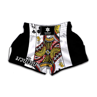 Queen Of Clubs Playing Card Print Muay Thai Boxing Shorts