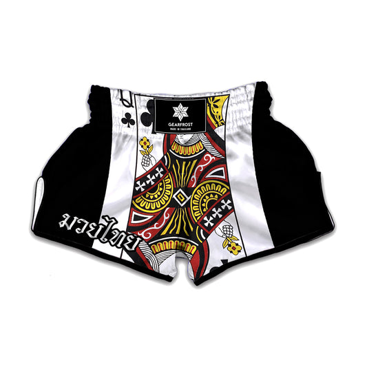 Queen Of Clubs Playing Card Print Muay Thai Boxing Shorts