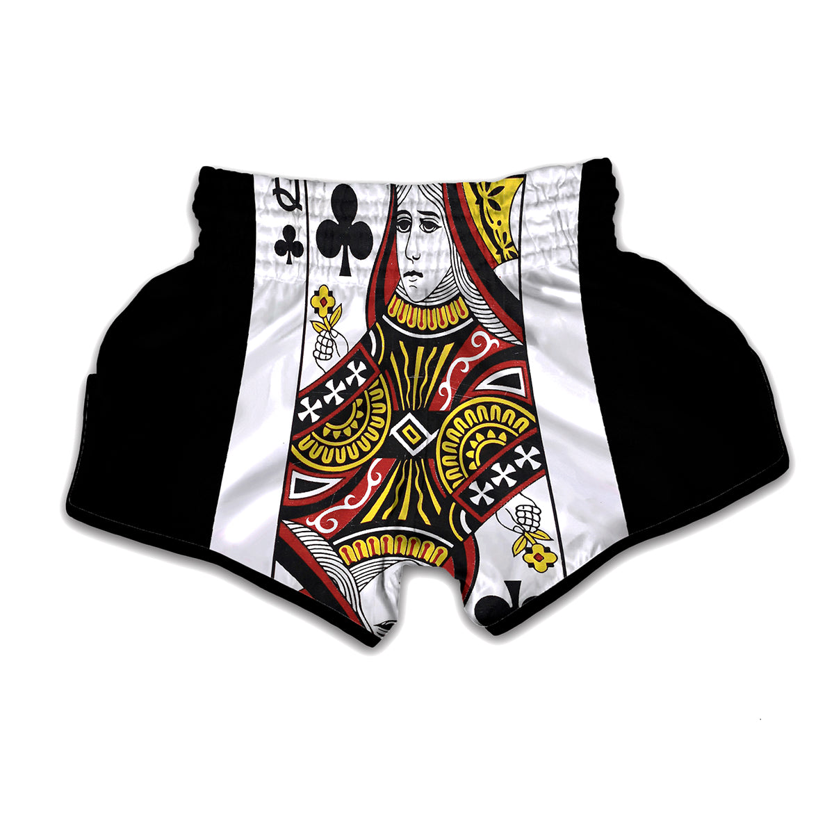 Queen Of Clubs Playing Card Print Muay Thai Boxing Shorts