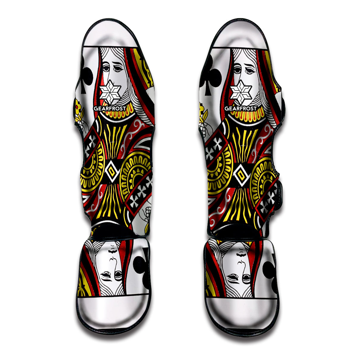 Queen Of Clubs Playing Card Print Muay Thai Shin Guard