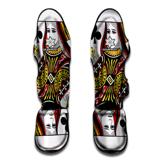 Queen Of Clubs Playing Card Print Muay Thai Shin Guard