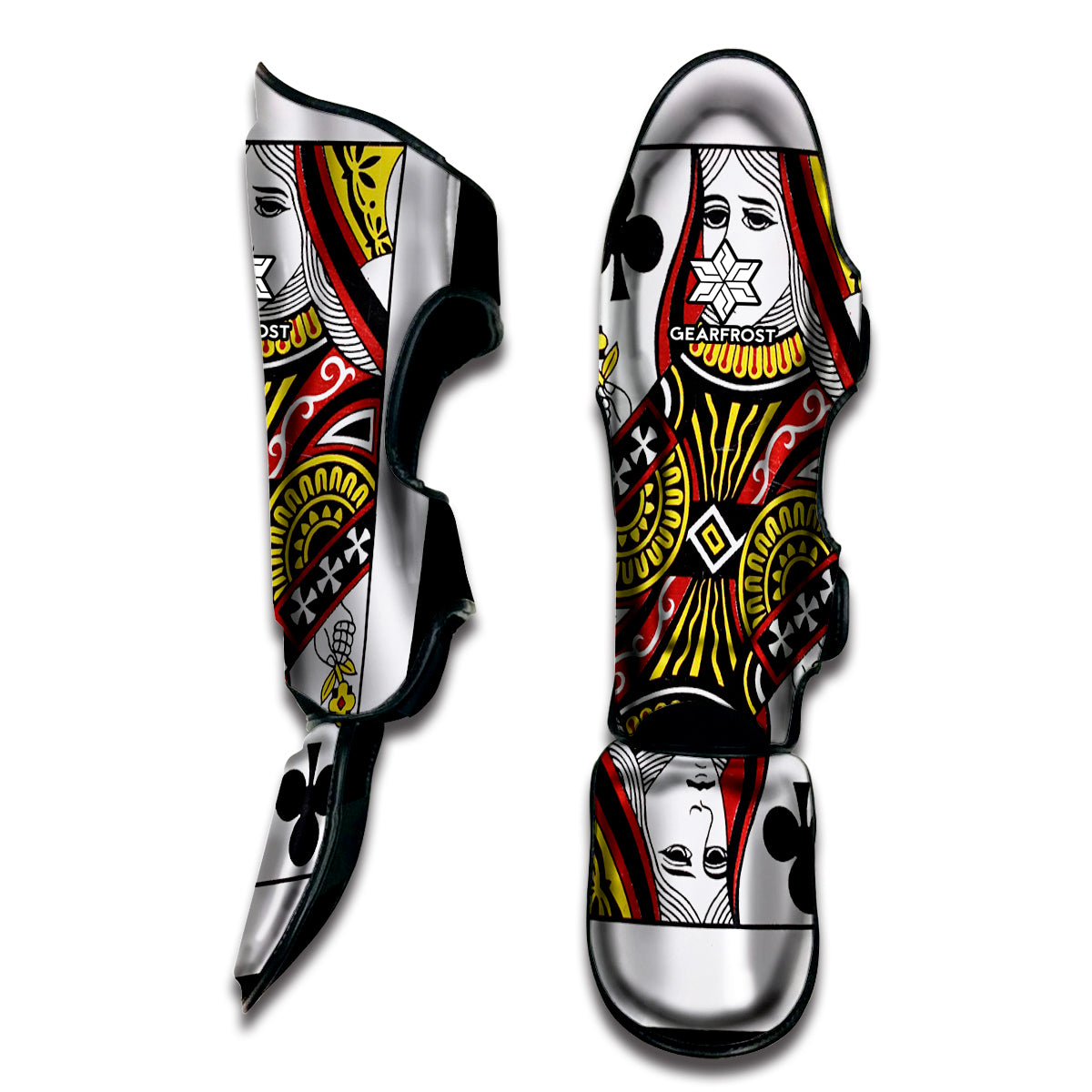 Queen Of Clubs Playing Card Print Muay Thai Shin Guard
