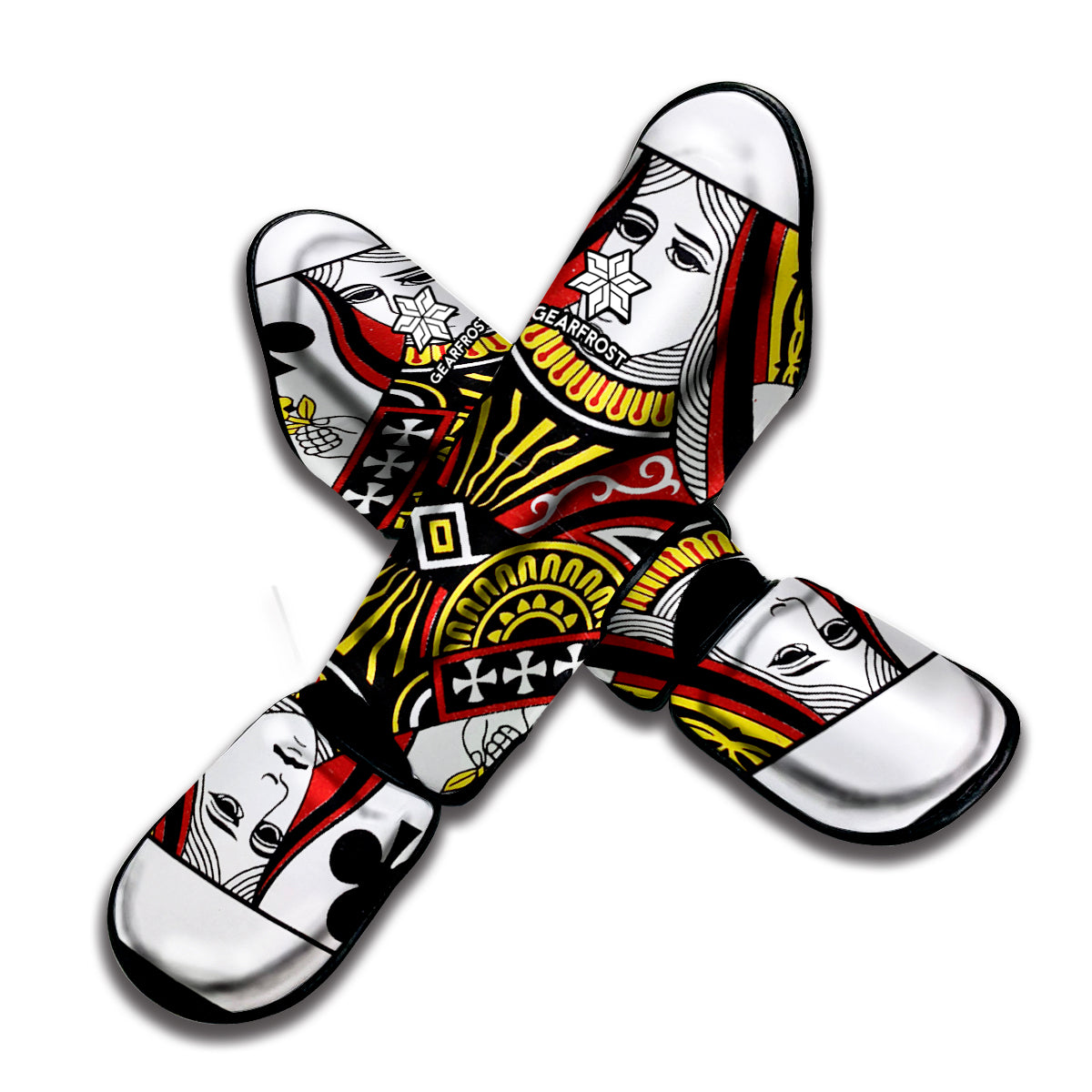 Queen Of Clubs Playing Card Print Muay Thai Shin Guard