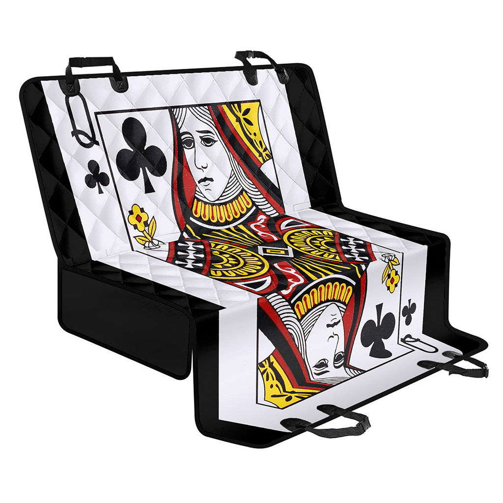 Queen Of Clubs Playing Card Print Pet Car Back Seat Cover