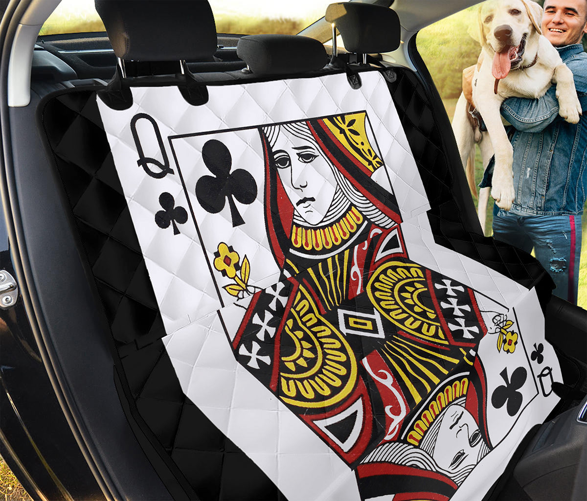 Queen Of Clubs Playing Card Print Pet Car Back Seat Cover